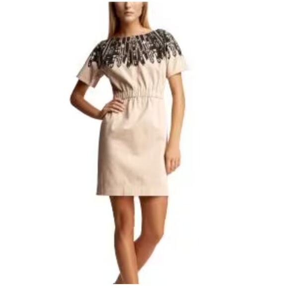 New ~ GAP ~ Vena Cava Printed Khaki Dress Size 8 - Picture 1 of 9